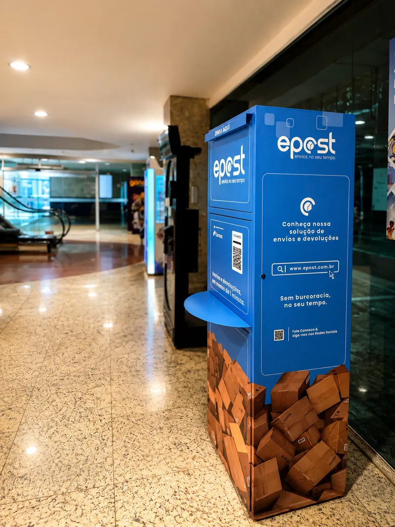 eBox Epost no Shopping Palladium, próximo à saída do estacionamento